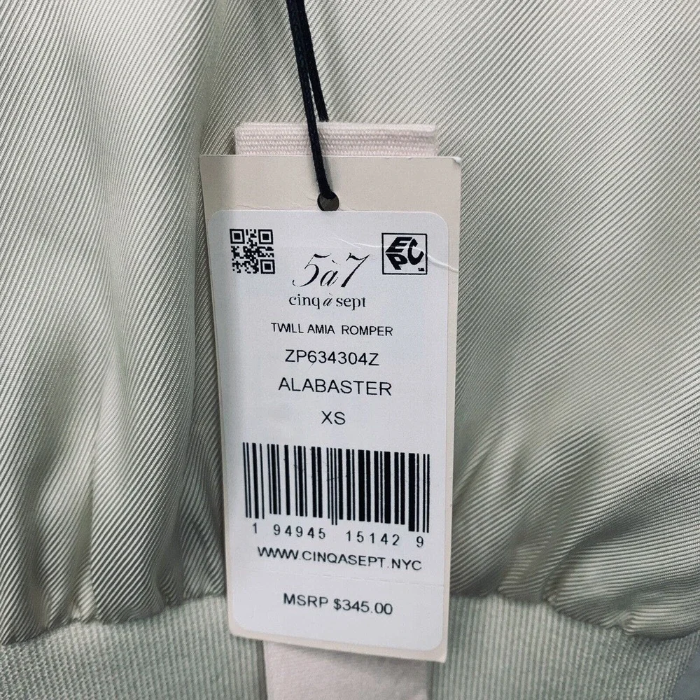Cinq à Sept Tous Les Jours Amia Twill Romper Womens Size XS Ivory NWT $345 - Picture 7 of 15